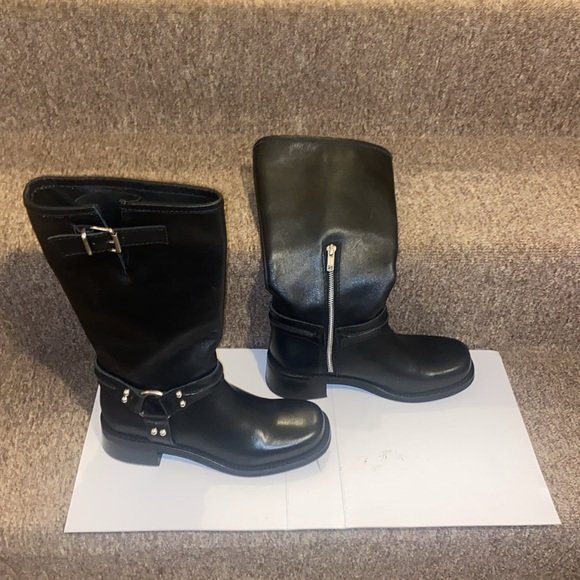 ♣️NWT Steve Madden Black Genuine Leather Harness Moto Boots - Picture 14 of 15